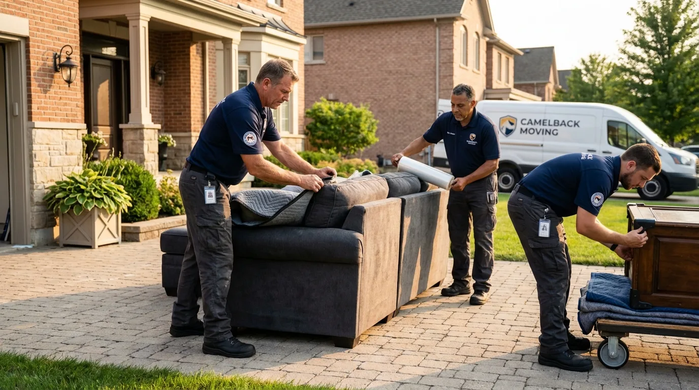 Large estate moving crew wrapping furniture in Currituck, NC